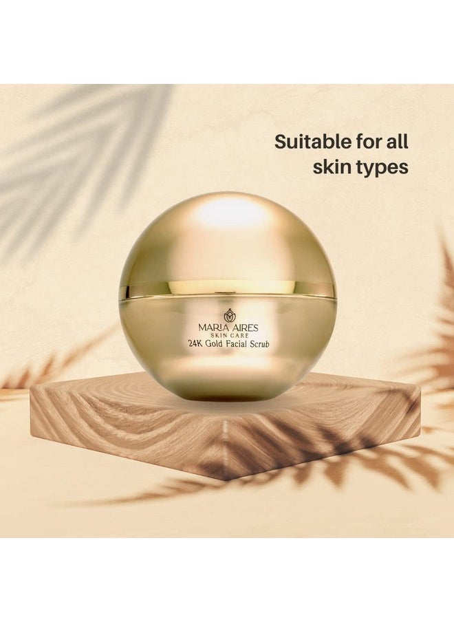 Maria Aires Skincare 24K Gold Facial Scrub Refreshing & Exfoliating Suitable For All Skin Types Formulated With Vitamin E Allantoin 24K Gold Cruelty Free Antiaging Cleansing  - Image 3