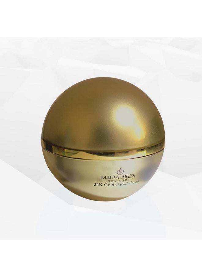 Maria Aires Skincare 24K Gold Facial Scrub Refreshing & Exfoliating Suitable For All Skin Types Formulated With Vitamin E Allantoin 24K Gold Cruelty Free Antiaging Cleansing  - Image 2