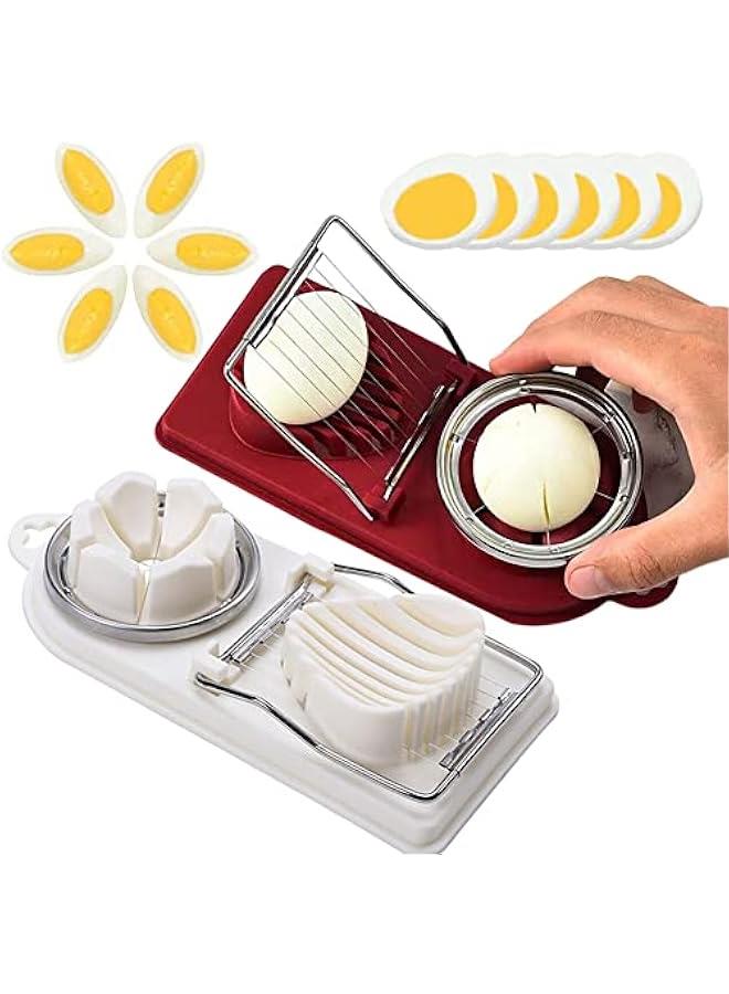 رينكس غوودر قطاعة يض 2 في 1 م الستالس ستيل، قطاعة يض متعددة الوظائف وشديدة التحمل لشرائح اليض والفراولة والفواك واليض 2 في 1 عوة م قطعتي - Image 1