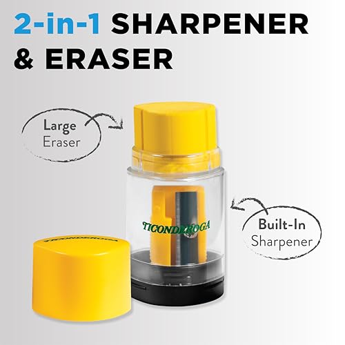 Ticonderoga مبراة وقلم رصاص ثنائية الوظيفة Ticonderoga 2 في 1 وممحاة، صفراء، 6 قطع - Image 4