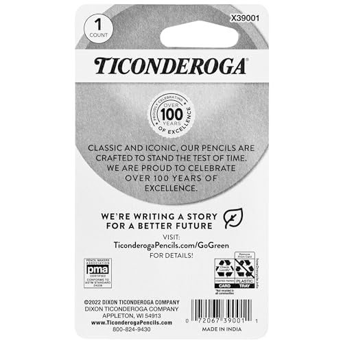 Ticonderoga مبراة وقلم رصاص ثنائية الوظيفة Ticonderoga 2 في 1 وممحاة، صفراء، 6 قطع - Image 2