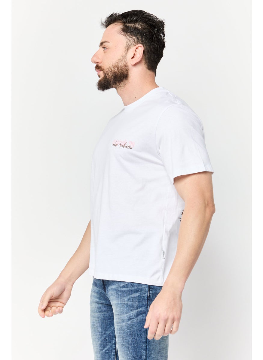 Jack Jones Men Crew Neck Short Sleeves Graphic Printed T-Shirt, White  - Image 3