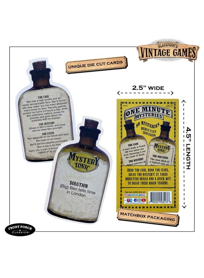 Front Porch Classics | Claredon's Mystery Tonic Vintage One Minute Mystery Card Game for 2 or More Players, Ages 10 and Up - Image 3