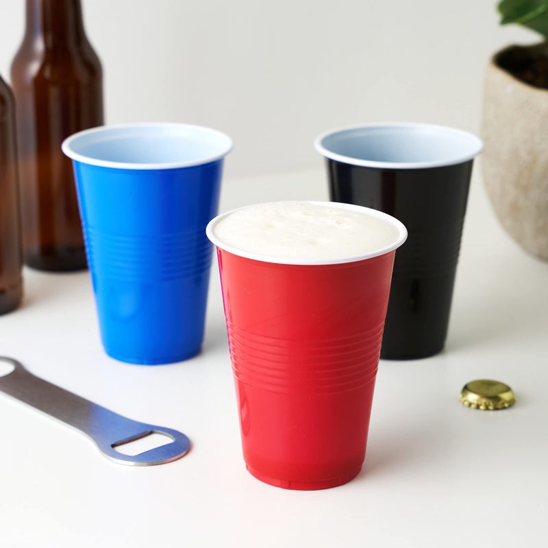 True Plastic Cups Disposable Perfect for Iced Coffee  Wine  Cocktails  Picnic  Camping  Beer Pong  Birthday  Outdoor Party  16 oz  Set of 24  Red - Image 2