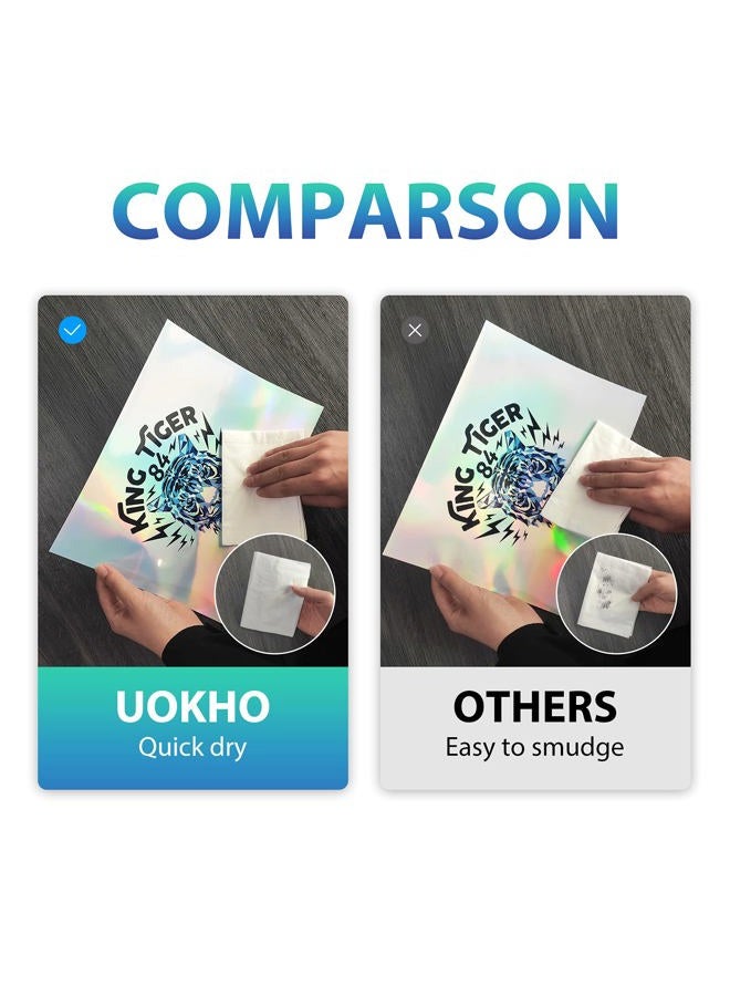 UOKHO Printable Holographic Sticker Paper for Ink Jet Printer, 8.5 x 11 Inches, 20 Sheets, Rainbow Vinyl, Waterproof - Image 3