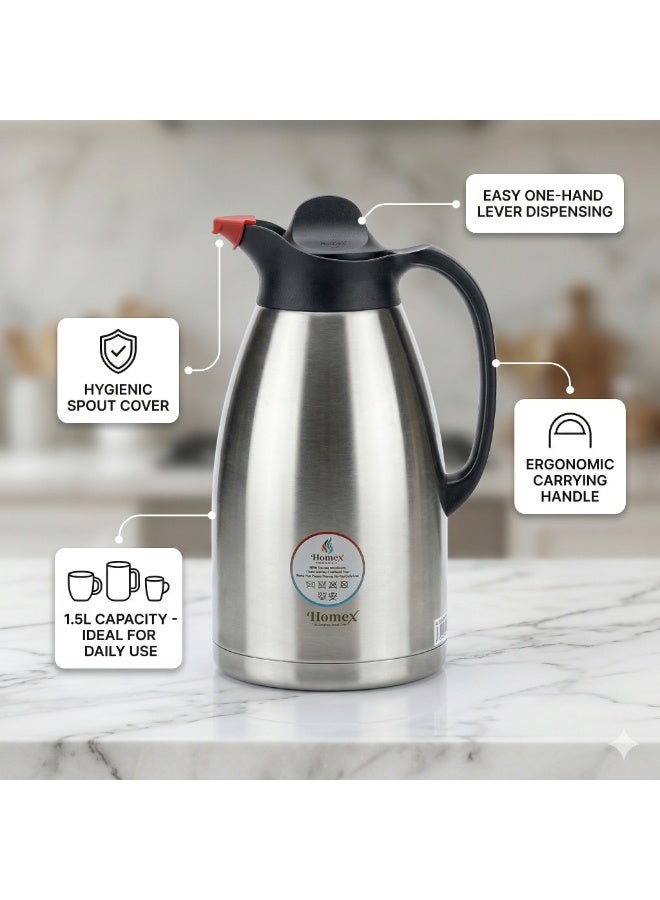 Homex Stainless Steel Tea Coffee Vacuum Flask Thermos 2L, Double Wall Insulation Hot Cold Water/Tea/Coffee Flask BPA-Free Leak-Proof for Home Office Outdoor - Image 2
