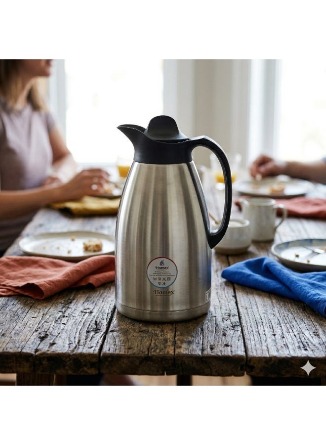 Homex Stainless Steel Tea Coffee Vacuum Flask Thermos 2L, Double Wall Insulation Hot Cold Water/Tea/Coffee Flask BPA-Free Leak-Proof for Home Office Outdoor - Image 1
