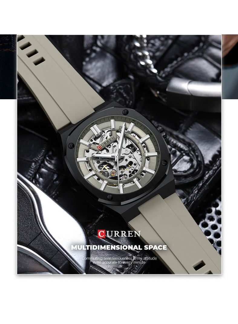 CURREN ساعة كيرين 8485 الجديدة للرجال الرياضية بتصميم عصري، تاريخ تلقائي، حزام سيليكون مضيء، ساعة يد للرجال، ساعة كوارتز - Image 2