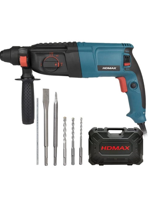 HD Max 800W Rotary Hammer Drill with 5 Bits & Chisel – Professional Performance & Durability