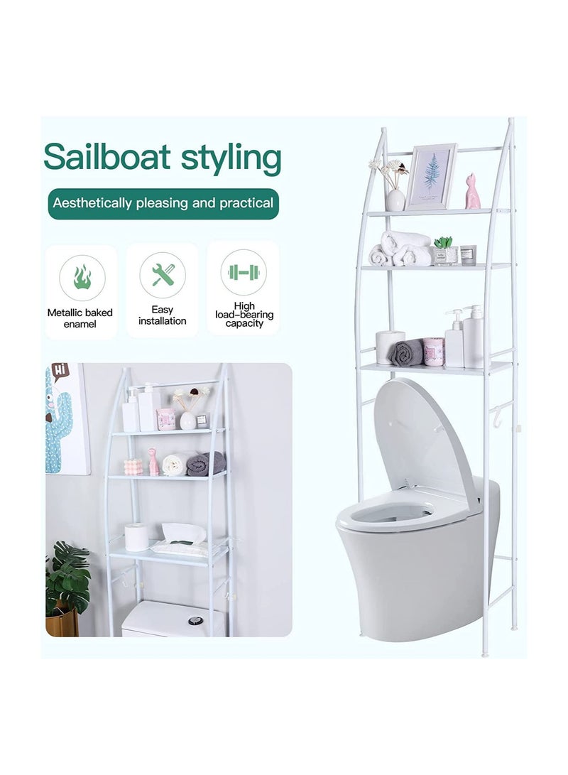 XiuWoo 3 Shelf Towel Storage Rack Organizer Over The Toilet Bathroom Space Saver White - Image 2