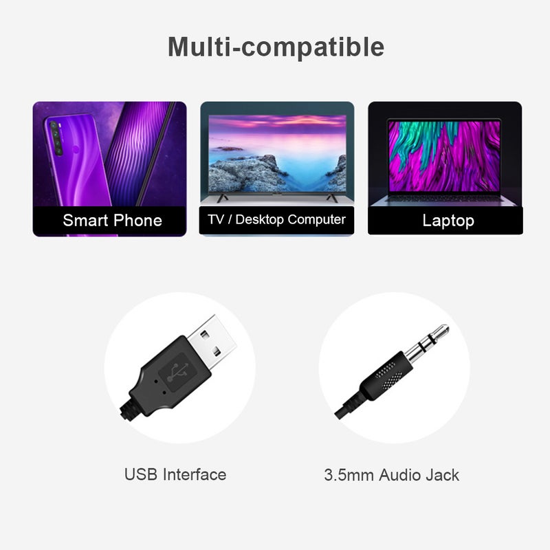Compact USB Speaker: 3.5mm & USB Multi-Compatible Plug And Play - Premium Sound Quality At High Volume For Home Office, Electronics Lovers And Gifting - Image 2