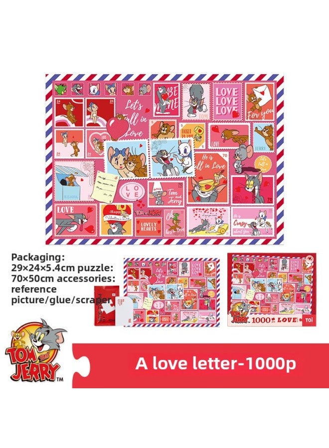 【Cat And Mouse Collection】 TOI Tuyi Chao Plays Genuine Cat And Mouse Puzzle 1000 Pieces 500 Pieces 300 Pieces-Color:1000 Pieces-a Love Letter - Image 1