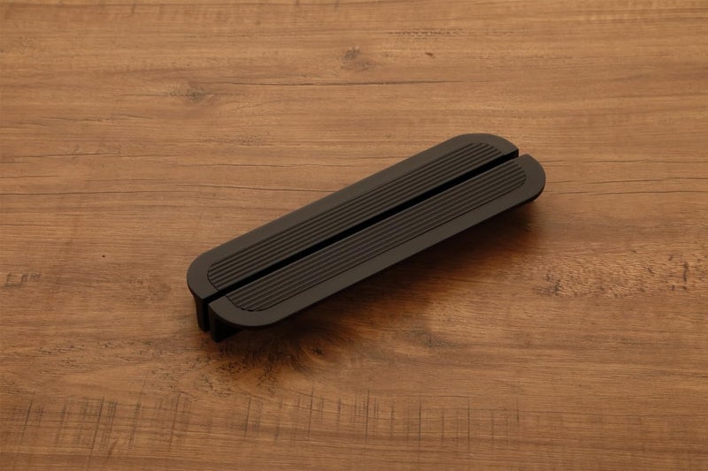 HARMONUS Fancy Aluminium Kitchen Cabinet Handle 8 Inch Long Pull Handle for Wardrobes, Door Handle, Drawer Handle, Glossy Black Finish Aluminium Alloy (1 Set-1 Pair Left & Right) HCBLACKSAC-60-8INCH - Image 2