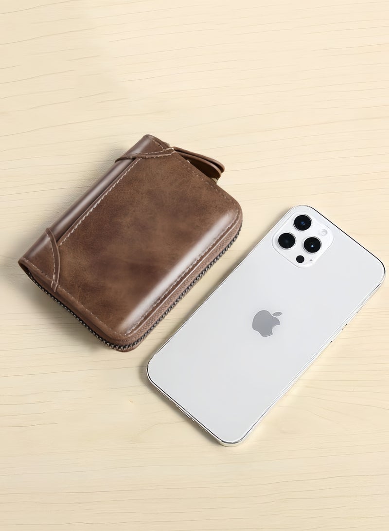 RFID credit card holder wallet, small leather wallet, unisex card holder 12 compartment coin purse  - Image 4