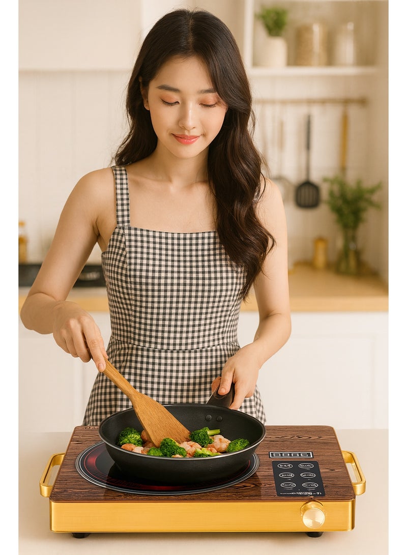 Electric Infrared Digital Cooker Burner – 3500W Hot Plate with Timer, Touch Control Panel, Adjustable Heating Power, Glass Plate Electric Cooktop for Fast & Efficient Cooking. Colour Gold. - Image 2
