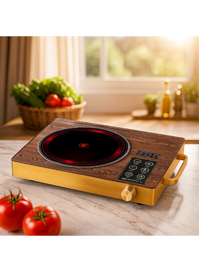 Electric Infrared Digital Cooker Burner – 3500W Hot Plate with Timer, Touch Control Panel, Adjustable Heating Power, Glass Plate Electric Cooktop for Fast & Efficient Cooking. Colour Gold. - Image 3