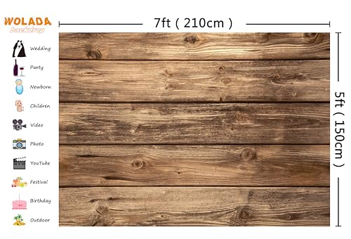 WOLADA 7x5FT Rustic Wood Wall Backdrop Natural Brown Wooden Board Photography Background Baby Shower Birthday Party Cake Table Decoration Banner Backdrops Photo Booth Prop 11839 - Image 4