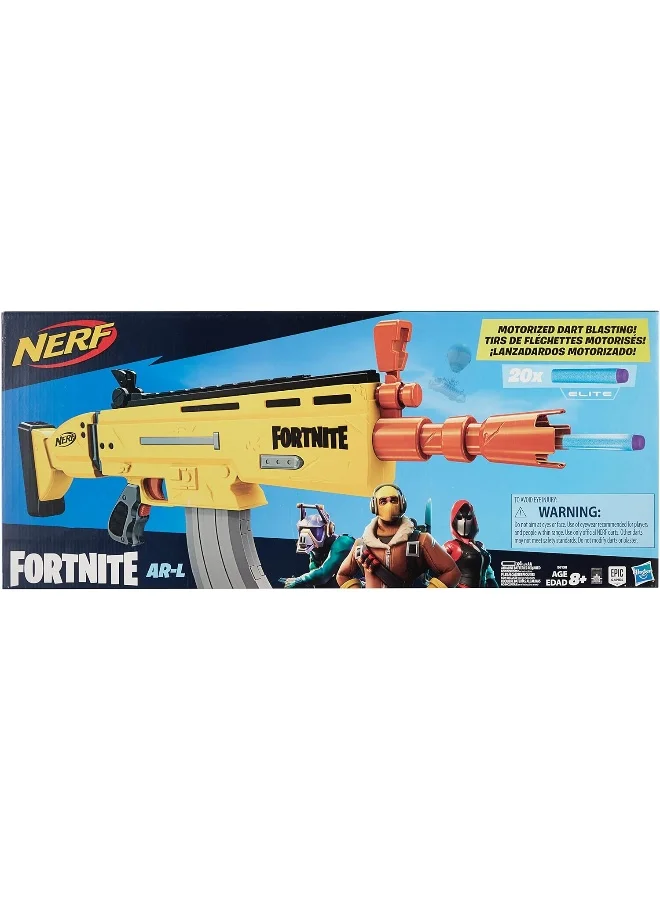 نيرف NERF Fortnite AR-L Elite Dart Blaster - Motorized Toy Blaster, 20 Official Fortnite Elite Darts, Flip Up Sights - for Youth, Teens, Adults 6.68x78.74x33.66سم
