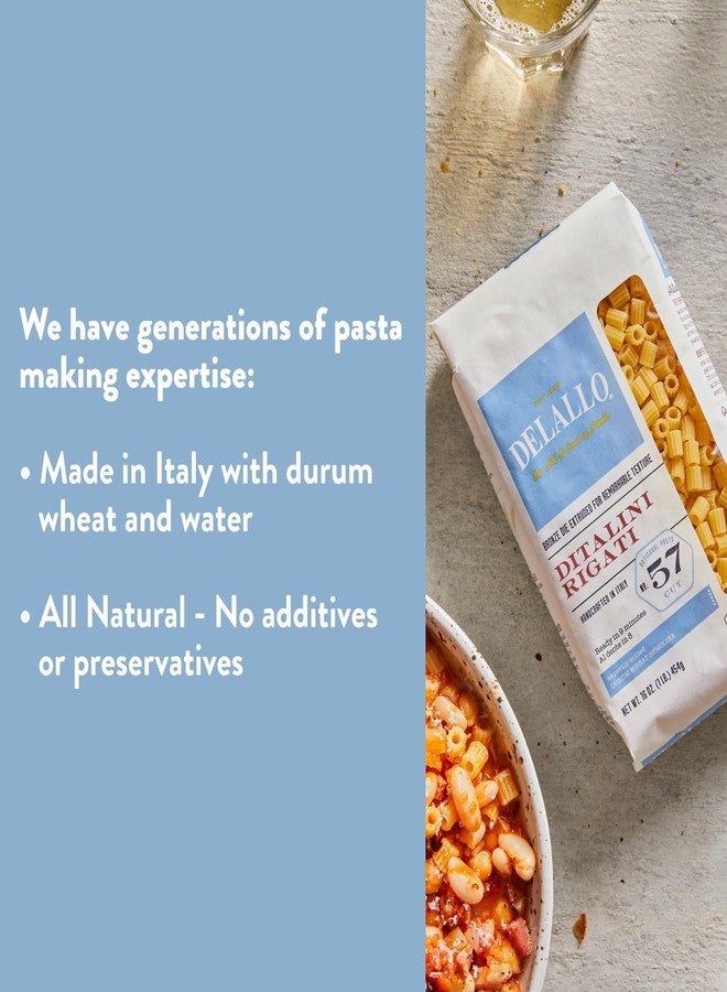 DeLallo Ditalini Pasta, 1 Pound Bag, 7 Pack, Tiny Tube Shaped, Made in Italy, Al Dente Pasta, Cooks in 9 Minutes, Made with Durum Wheat Semolina Flour, Non GMO - Image 2