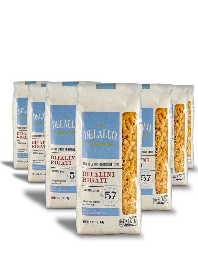 DeLallo Ditalini Pasta, 1 Pound Bag, 7 Pack, Tiny Tube Shaped, Made in Italy, Al Dente Pasta, Cooks in 9 Minutes, Made with Durum Wheat Semolina Flour, Non GMO - Image 1
