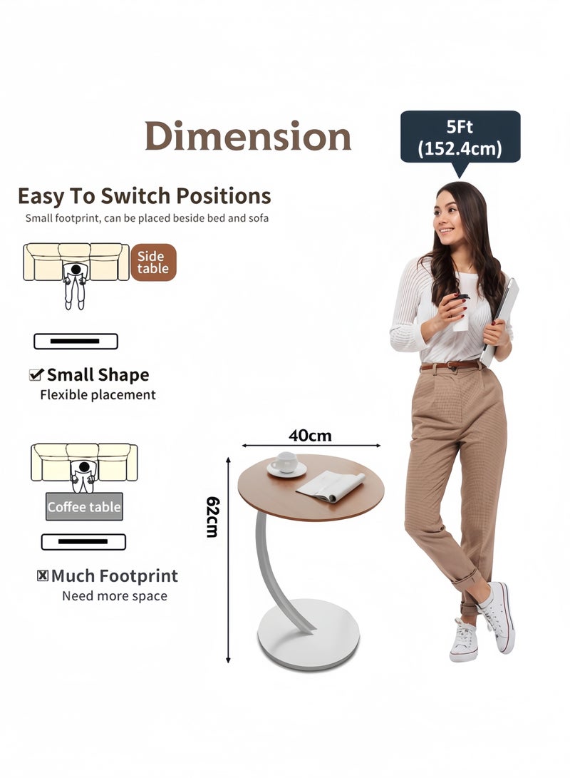 GGEROU Premium C Shaped End Table Side Table for Small Spaces Narrow Bedside Tables Night Stand Corner Sofa Table Couch Desk - Image 2