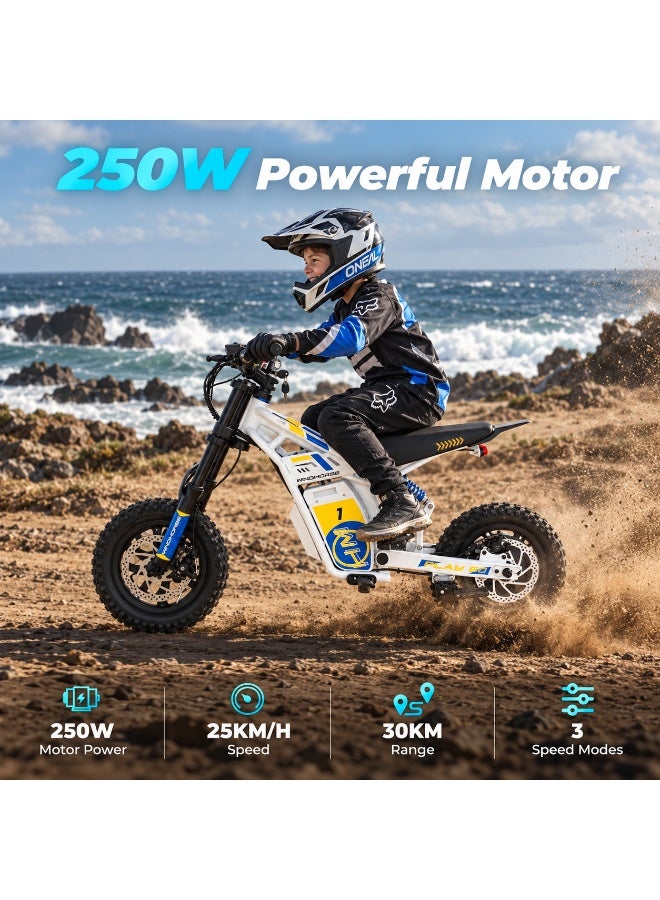 Wind Horse Kids Electric Bike 250W Motor, 25KM/H Max Speed, 36V10Ah Battery, 30 KM Range, Artificial Engine Sound, Bluetooth Speaker, Dual Suspensions, Digital Display, 3 Speed Mods, 12 Inches Tires, Dual Disc Brake (3-10 Age) - Image 3