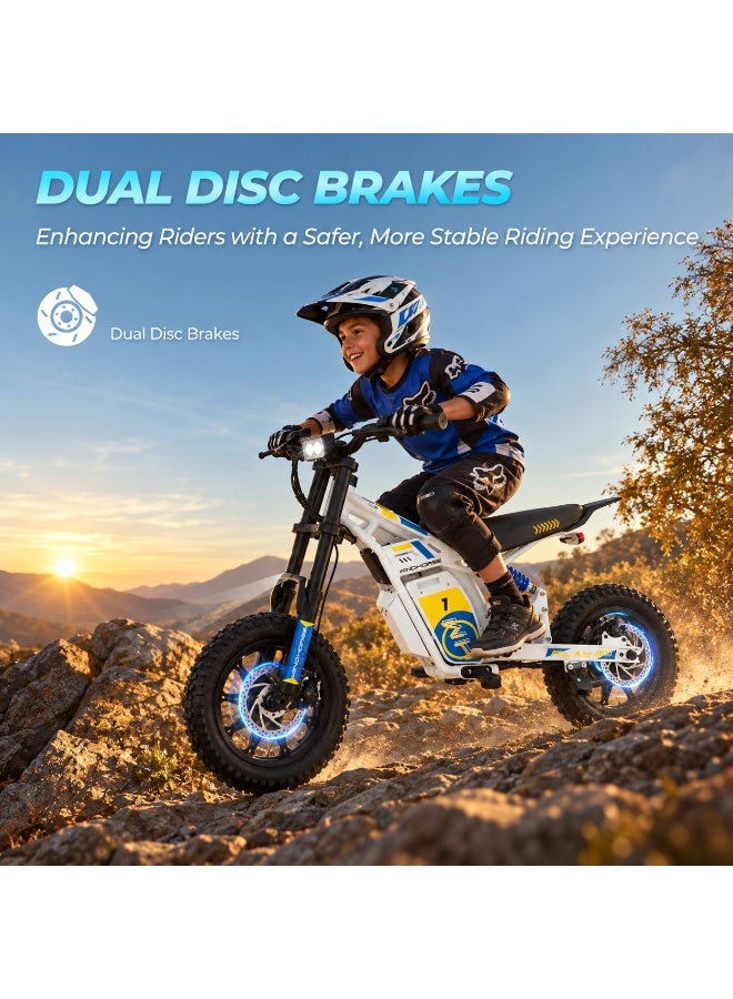 Wind Horse Kids Electric Bike 250W Motor, 25KM/H Max Speed, 36V10Ah Battery, 30 KM Range, Artificial Engine Sound, Bluetooth Speaker, Dual Suspensions, Digital Display, 3 Speed Mods, 12 Inches Tires, Dual Disc Brake (3-10 Age) - Image 4