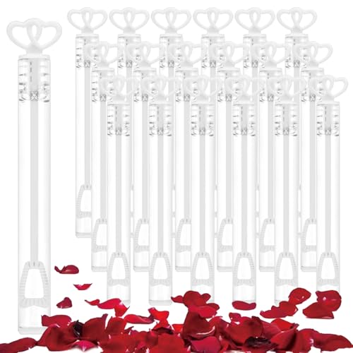 FOIMAS 40pcs Mini Wedding Bubble WandHeart Bubble Wand for Guest Wedding Party Favor Bachelorette Party Valentines Day Party Decoration SupplyWhite - Image 1