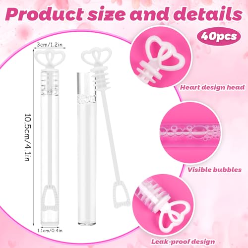 FOIMAS 40pcs Mini Wedding Bubble WandHeart Bubble Wand for Guest Wedding Party Favor Bachelorette Party Valentines Day Party Decoration SupplyWhite - Image 5