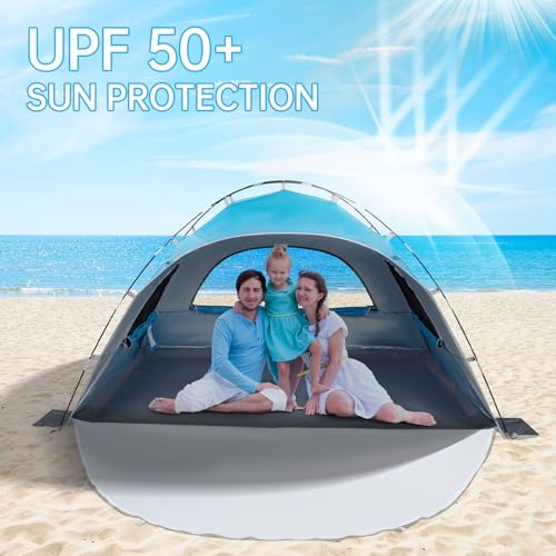 Night Cat Beach Tent Portable Camping Sun Shade Shelter for 2-4 Persons with UV Protection 3 Breathable Mesh Windows Extended Tent Floor Easy Set Up Outdoor - Image 3
