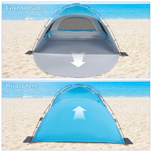 Night Cat Beach Tent Portable Camping Sun Shade Shelter for 2-4 Persons with UV Protection 3 Breathable Mesh Windows Extended Tent Floor Easy Set Up Outdoor - Image 5