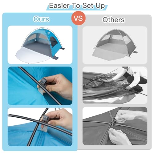 Night Cat Beach Tent Portable Camping Sun Shade Shelter for 2-4 Persons with UV Protection 3 Breathable Mesh Windows Extended Tent Floor Easy Set Up Outdoor - Image 2