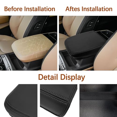 Ciizssria for Kia Carnival 2026 2025 2024 2023 2022 Center Console Cover Leather Middle Console Armrest Lid Protector，for Kia Carnival Accessories 2022-2026 LX EX SX SX Prestige(Black Stitches) - Image 4