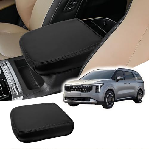 Ciizssria for Kia Carnival 2026 2025 2024 2023 2022 Center Console Cover Leather Middle Console Armrest Lid Protector，for Kia Carnival Accessories 2022-2026 LX EX SX SX Prestige(Black Stitches) - Image 1