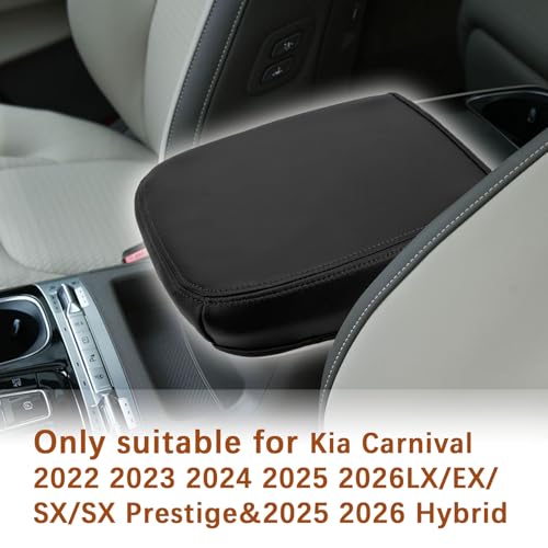 Ciizssria for Kia Carnival 2026 2025 2024 2023 2022 Center Console Cover Leather Middle Console Armrest Lid Protector，for Kia Carnival Accessories 2022-2026 LX EX SX SX Prestige(Black Stitches) - Image 2