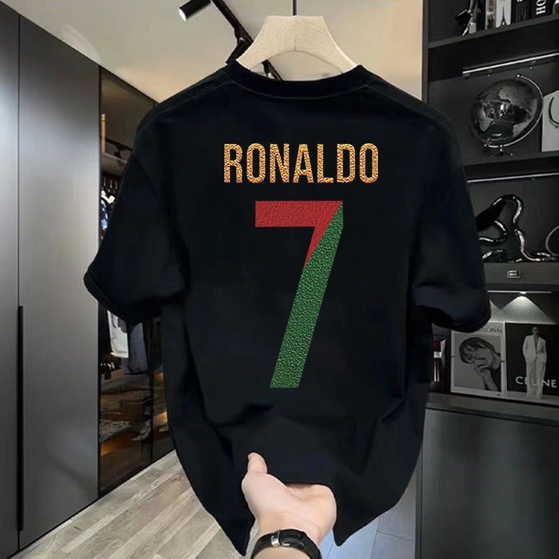 Casual Trendy Brand 7 American Printed T-Shirt Summer Loose Ins Trendy Men'S Handsome Round Neck T-Shirt All-Match - Image 2