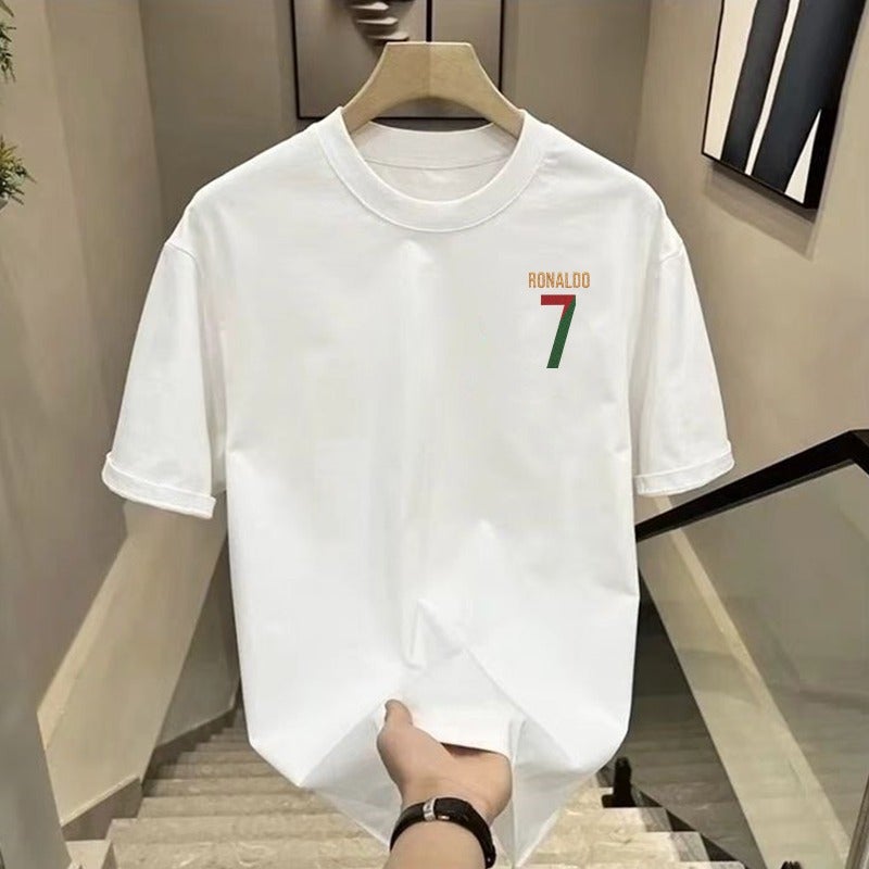 Casual Trendy Brand 7 American Printed T-Shirt Summer Loose Ins Trendy Men'S Handsome Round Neck T-Shirt All-Match - Image 5