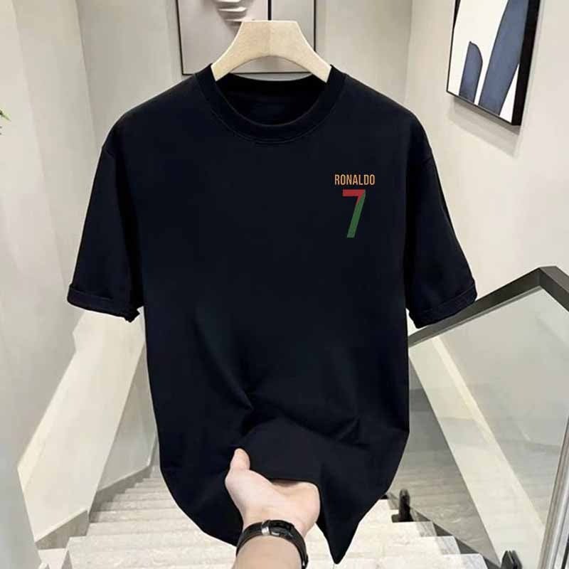 Casual Trendy Brand 7 American Printed T-Shirt Summer Loose Ins Trendy Men'S Handsome Round Neck T-Shirt All-Match - Image 1