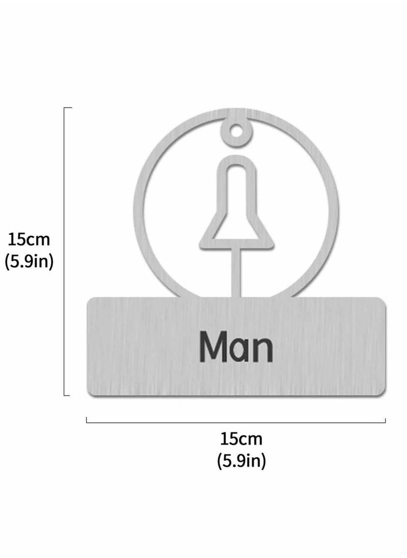 Y&D Toilet Washroom Card Signs, 1 Pair Men & Women Hotel Sticker Easy Hanging Solid, 3D Restroom Public WC Door Wall  - Image 5