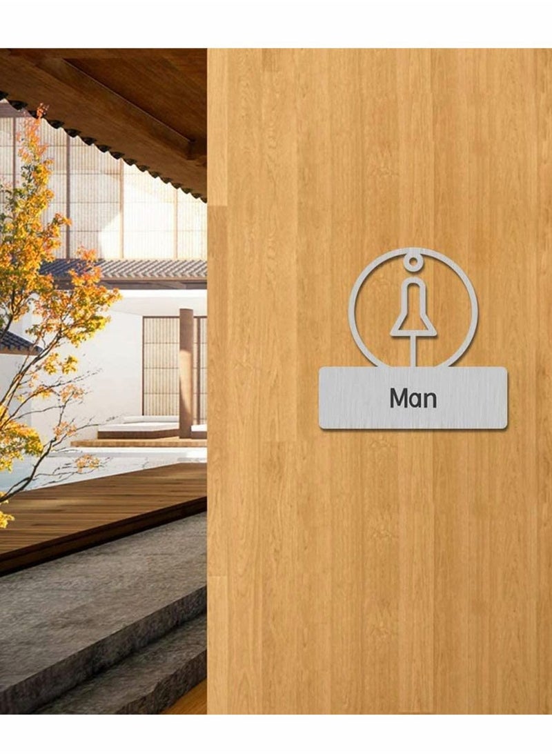 Y&D Toilet Washroom Card Signs, 1 Pair Men & Women Hotel Sticker Easy Hanging Solid, 3D Restroom Public WC Door Wall  - Image 2