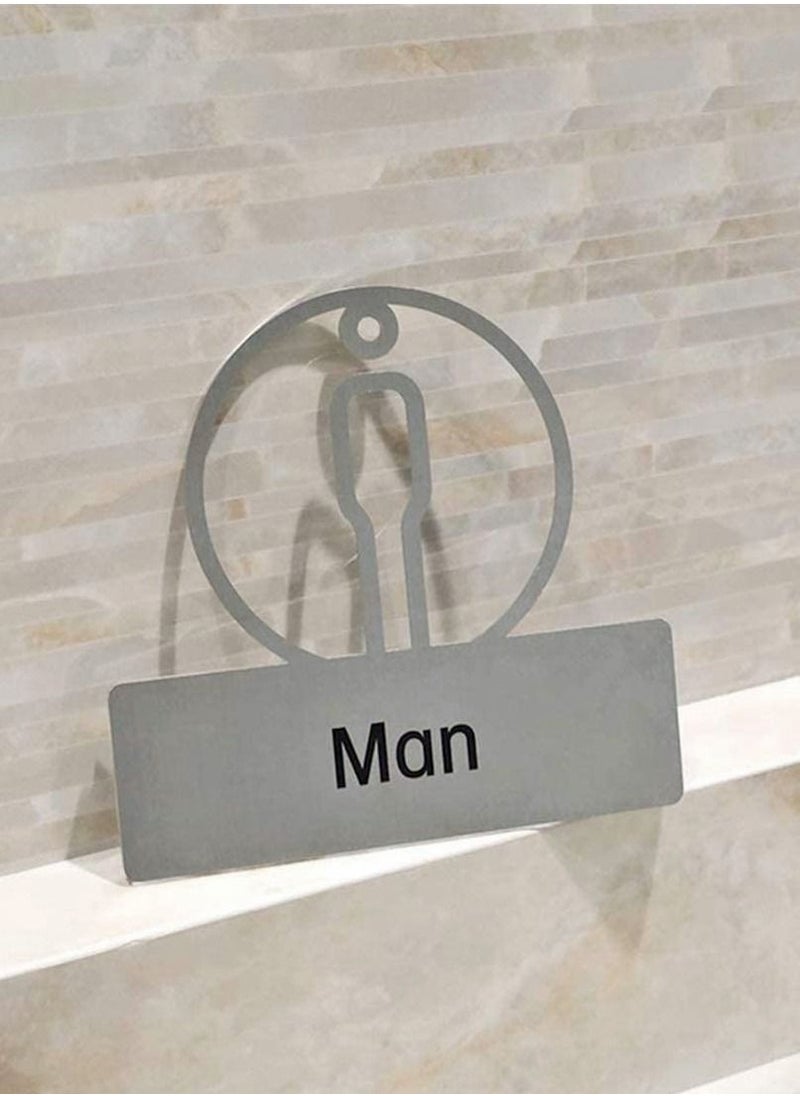 Y&D Toilet Washroom Card Signs, 1 Pair Men & Women Hotel Sticker Easy Hanging Solid, 3D Restroom Public WC Door Wall  - Image 4