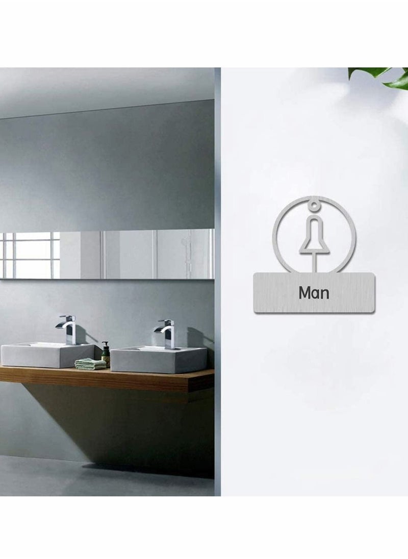 Y&D Toilet Washroom Card Signs, 1 Pair Men & Women Hotel Sticker Easy Hanging Solid, 3D Restroom Public WC Door Wall  - Image 3