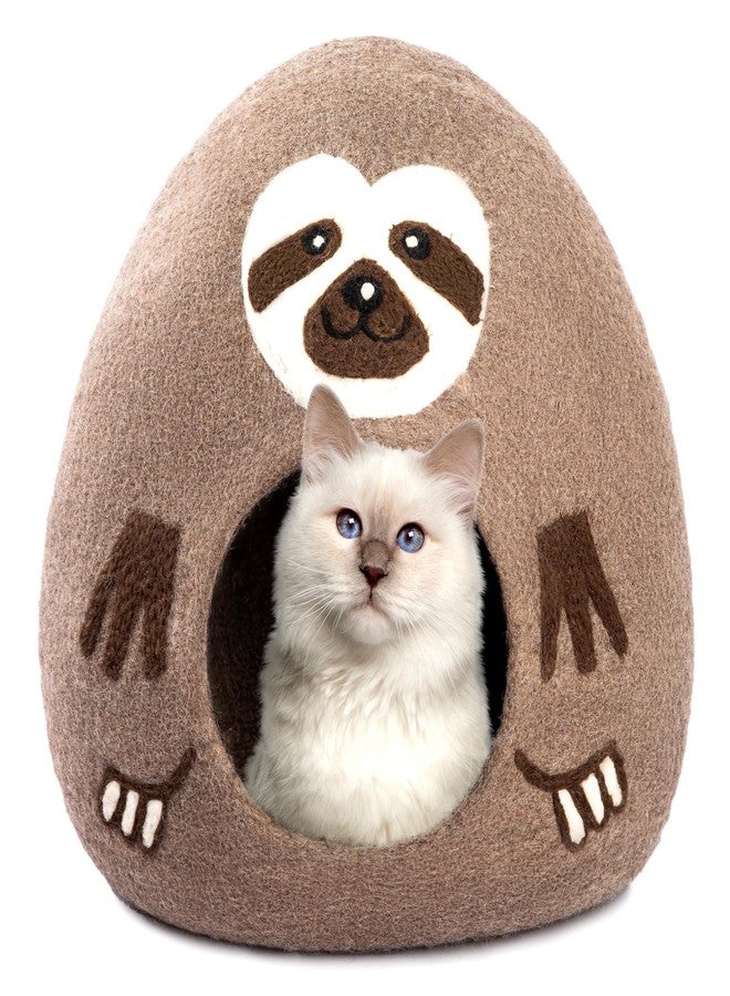 Woolygon Luxurious Eco-Friendly Merino Wool Cat Cave Bed Sloth - Foldable Hideaway Pod for Indoor Cats - Premium Felt Kitten Beds - Covered Cat House for Ultimate Cozy Comfort by Woolygon - Image 1