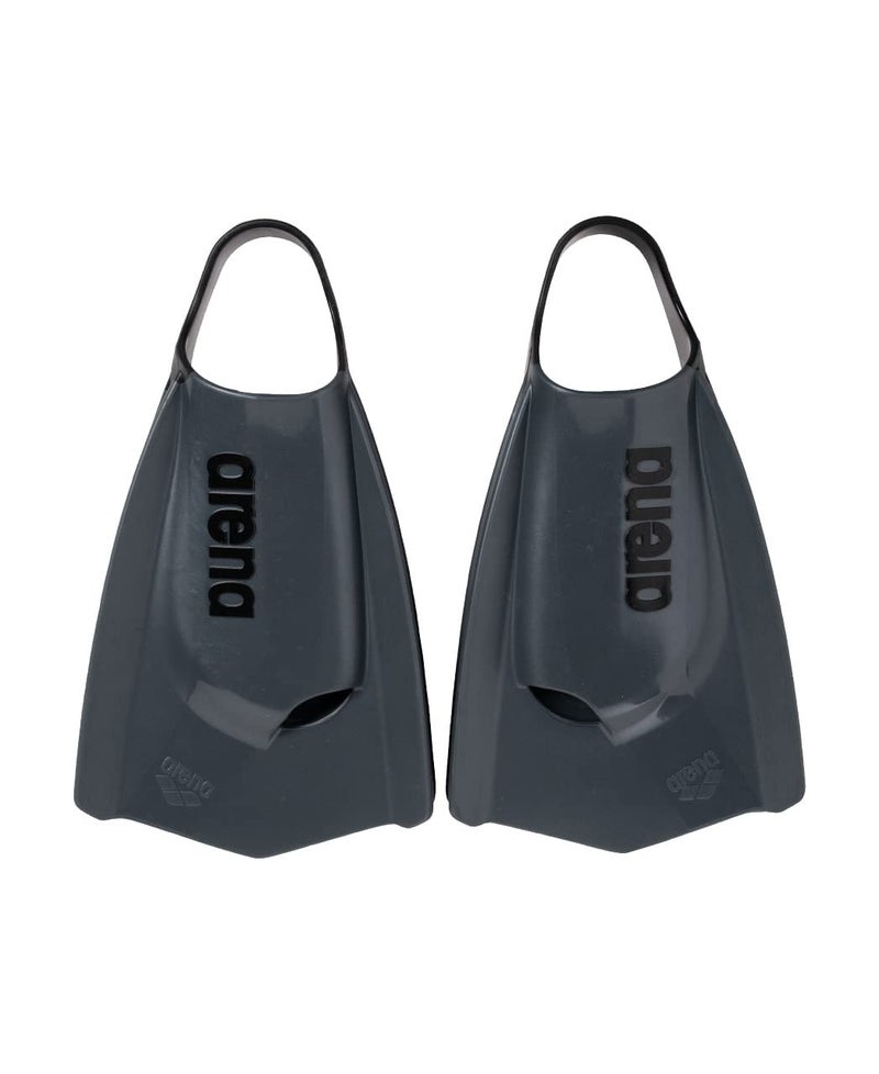 Arena Unisex Adult Powerfin Pro II Swim Training Fins Men and Women Silicone Short Blade Flippers Left/Right Customized, Black, Size 11-12 - Image 1