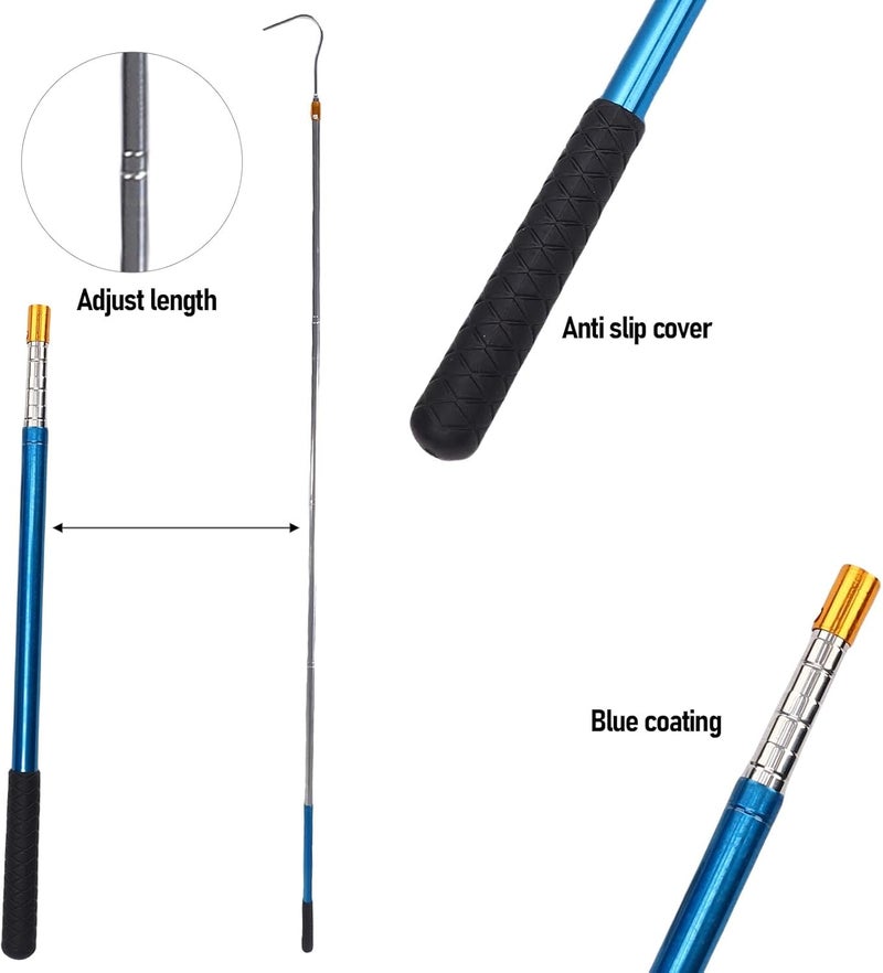 Set product combo compatible Heavy Duty U Shaped Hook Ladder Puller Aluminum Alloy Attic Pull Down System Telescopic Pole for Garage Door, Rolling Door, with Anti Slip Grip, for Various Household Needs Small apartment fit - Image 1