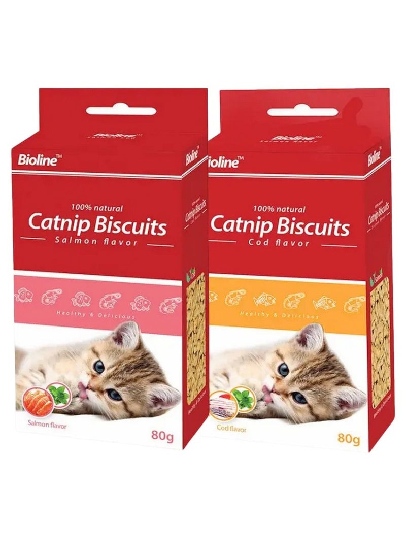 Bioline Catnip Biscuits – Pack of 2 (Cod & Salmon Flavors) - Image 1