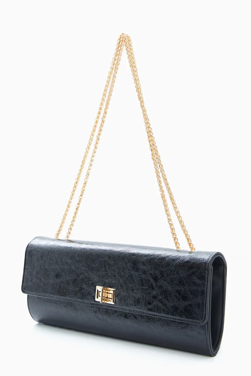 Wecre8 Black Chain-Trim Clutch by WECRE8