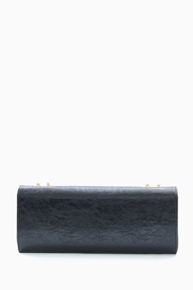 Wecre8 Black Chain-Trim Clutch by WECRE8