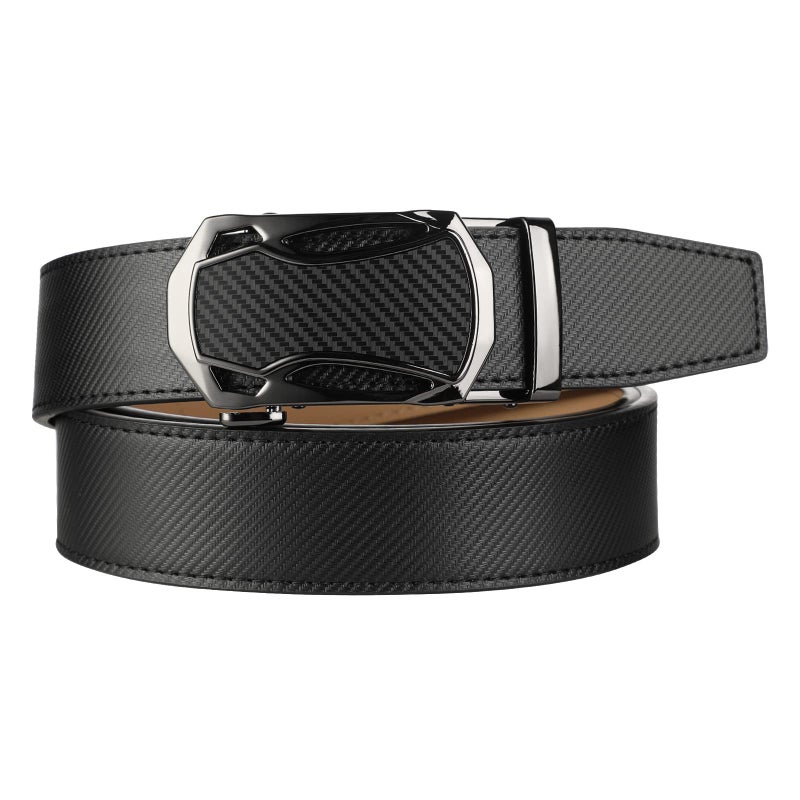 Lavemi Men's Real Leather Ratchet Dress Casual Belt, Cut to Exact Fit,Elegant Gift Box(36-1307 Black 44") - Image 2