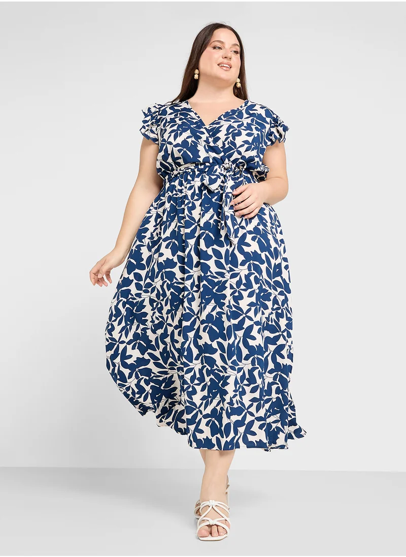 Ginger Plus Floral A Line Midi Dress